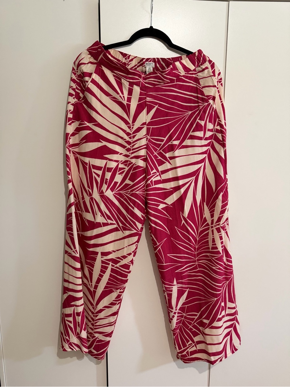 Roxy Tropical Print Wide-Leg Pants - Pink & Cream